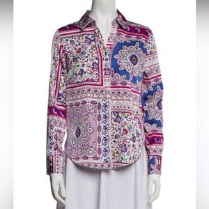 NWOTJoie Paisley Print Long Sleeve Chiffon Blouse Size SP